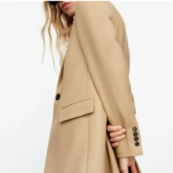 ZARA MENSWEAR STYLE WOOL COAT MANTECO LIGHT TAN - Picture 7 of 8